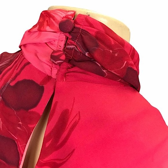 Donna Morgan Ombré Pink & Red Floral Gorgeous Gown Size M - Picture 12 of 13